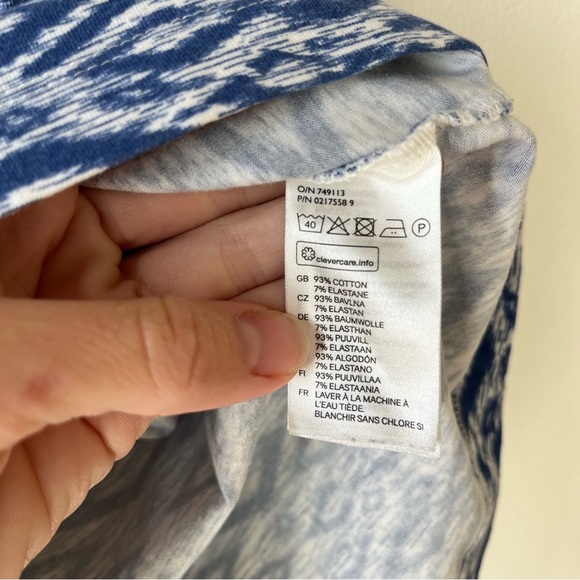 H&M Divided Blue White Ikat Print Bodycon Mini Dress Women’s Small Cotton Blend - Picture 6 of 9